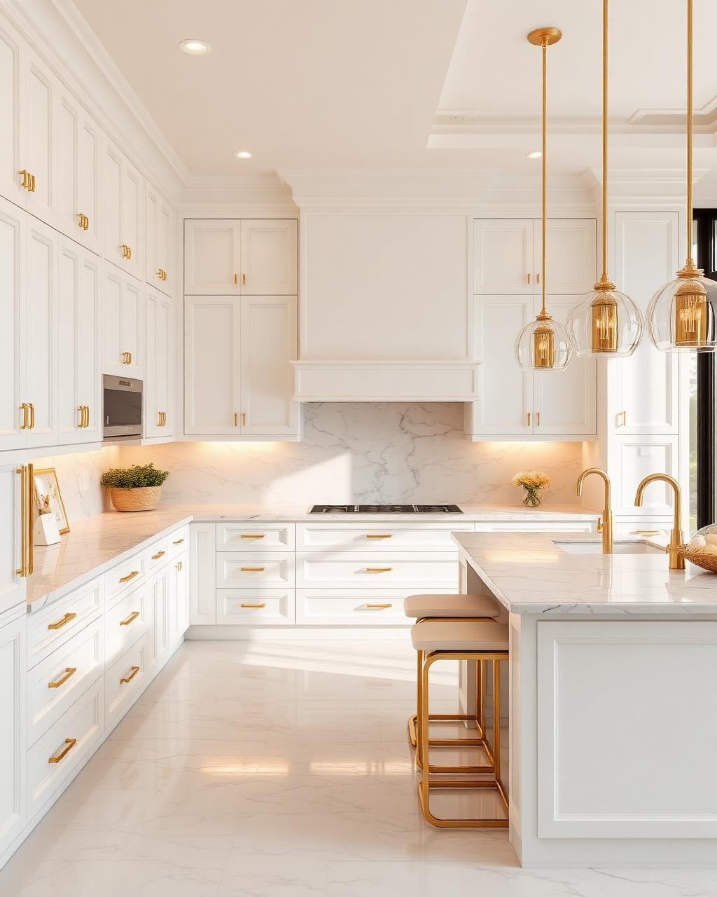 Elegant modern kitchen with gold accents